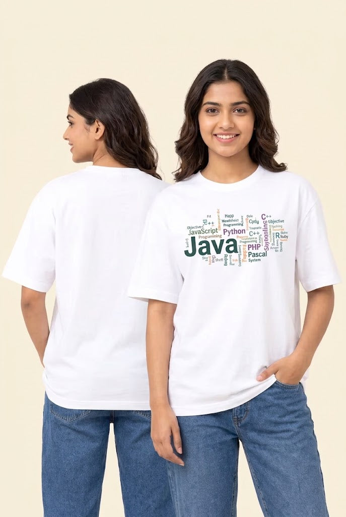 Coding Vibes White Oversized T-Shirt