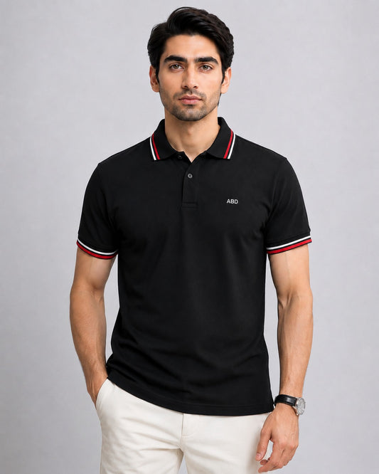 Men black PK polo shirt premium cotton pique ABD Store Pakistan