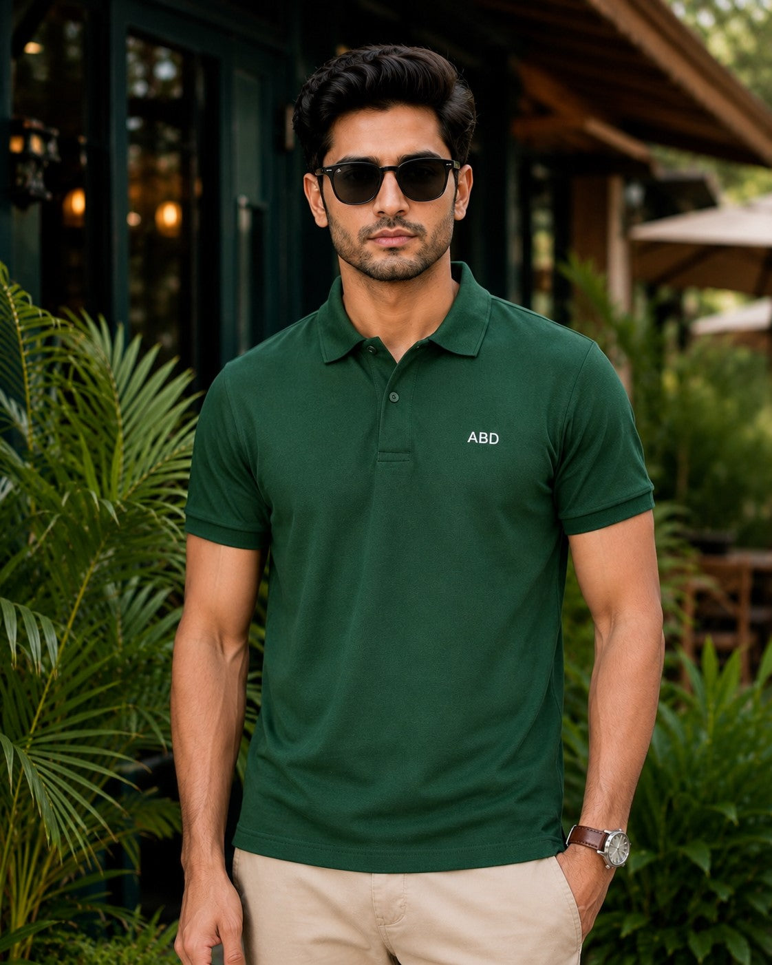 Men Bottle Green PK polo shirt premium cotton pique ABD Store Pakistan