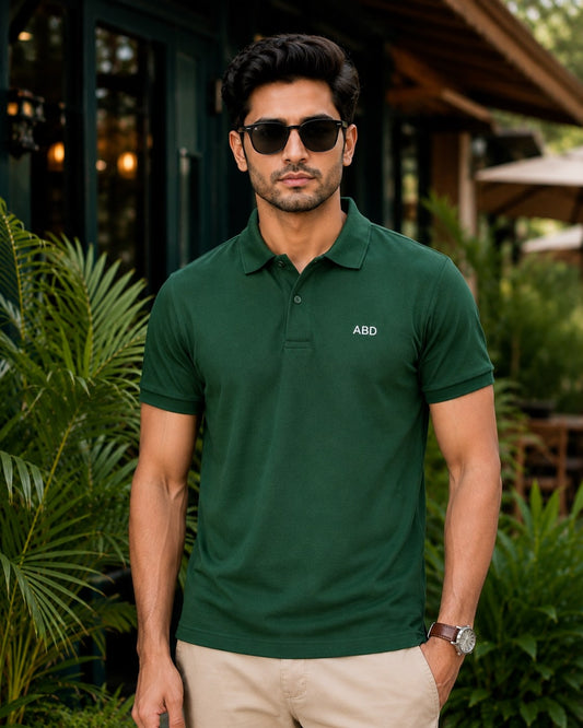 Men Bottle Green PK polo shirt premium cotton pique ABD Store Pakistan