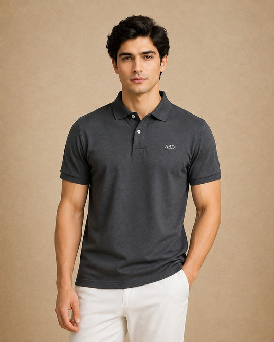 Men charcoal grey PK polo shirt premium cotton pique ABD Store Pakistan