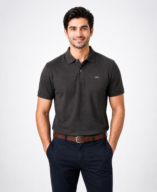 Men charcoal grey PK polo shirt premium cotton pique ABD Store Pakistan