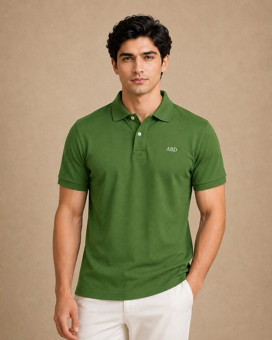 Men green PK polo shirt premium cotton pique ABD Store Pakistan