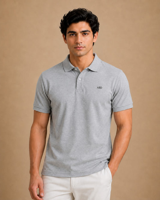 Men light grey PK polo shirt premium cotton pique ABD Store Pakistan