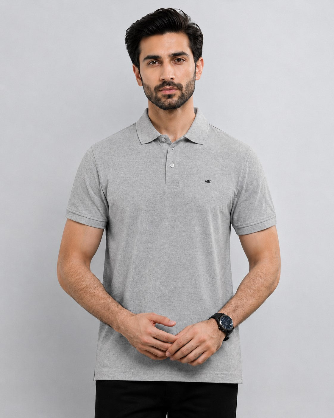 Men light grey PK polo shirt premium cotton pique ABD Store Pakistan