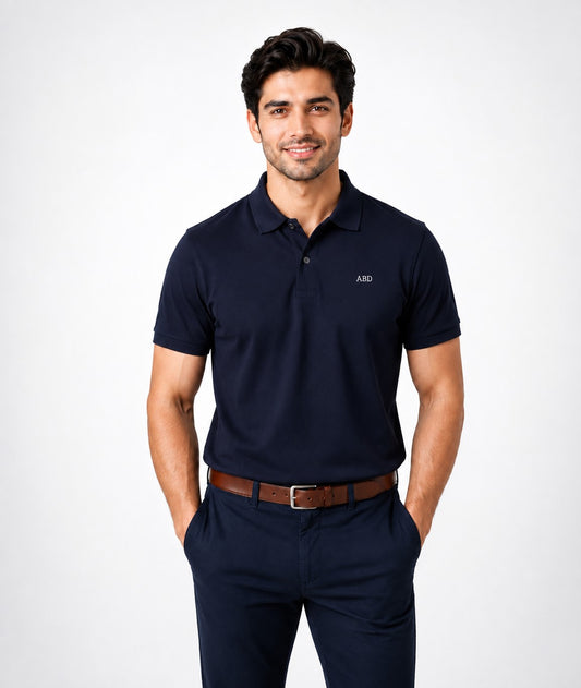 Men navy blue PK polo shirt premium cotton pique ABD Store Pakistan