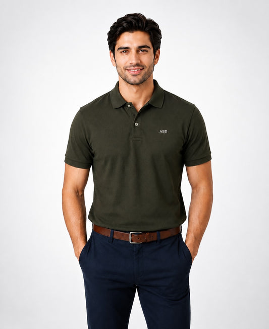 Men Olive Green PK polo shirt premium cotton pique ABD Store Pakistan