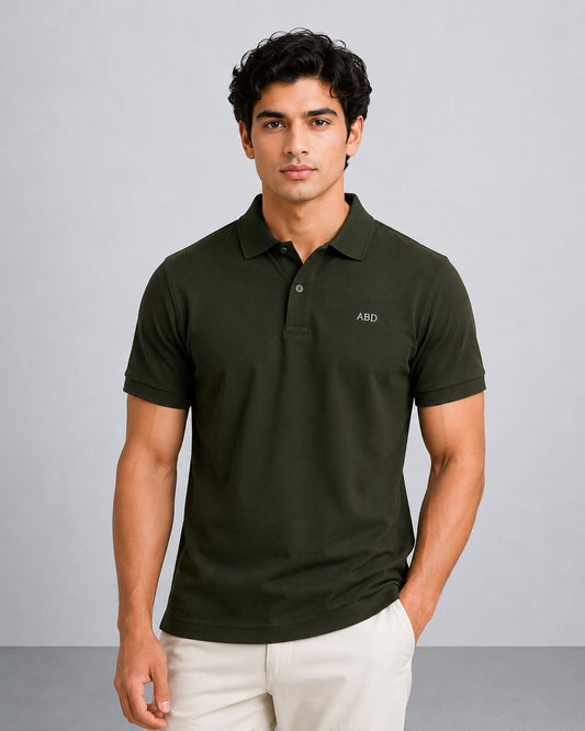Men Olive green PK polo shirt premium cotton pique ABD Store Pakistan