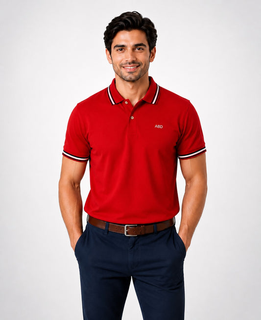 Men red PK polo shirt premium cotton pique ABD Store Pakistan