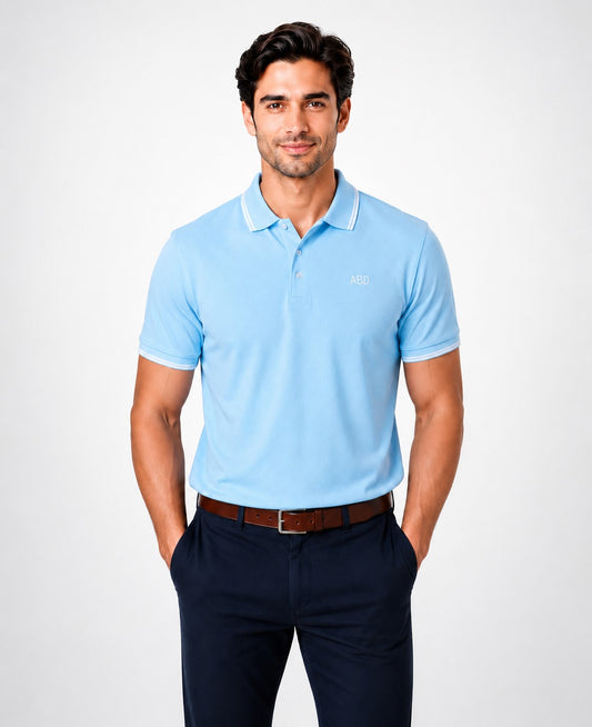 Men Sky Blue PK polo shirt premium cotton pique ABD Store Pakistan