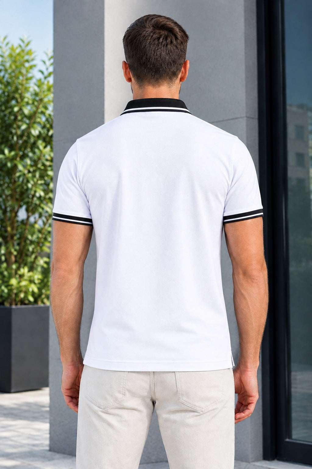 White Tipping Collar Polo