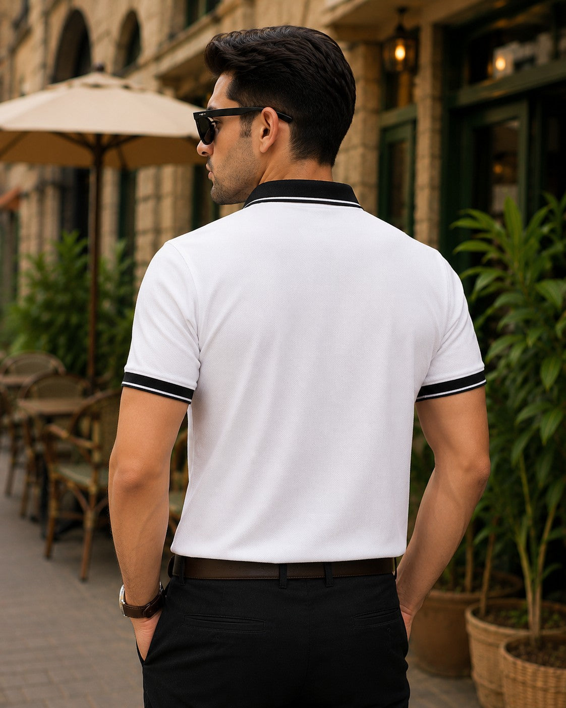 White Tipping Collar Polo