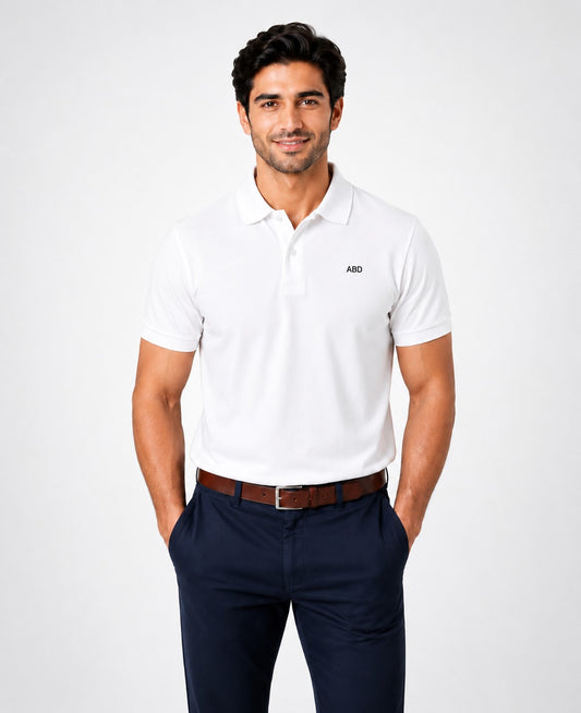 Men White PK polo shirt premium cotton pique ABD Store Pakistan